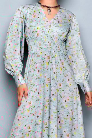 Vestido comprido Verde-água e rosa - Verde e rosa