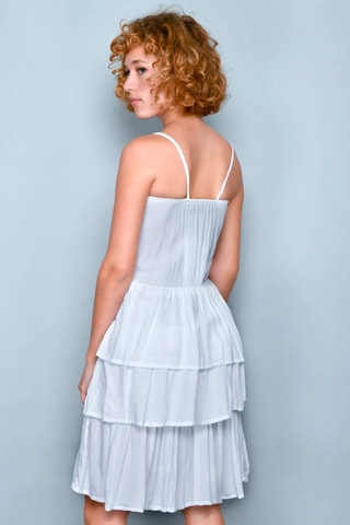 Vestido com folhos Branco - Branco