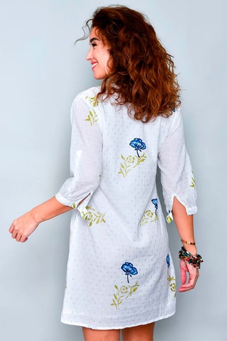 Kurta trapézio Branco - Branco, azul e verde