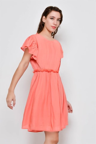 Vestido com folhos 
Laranja - 