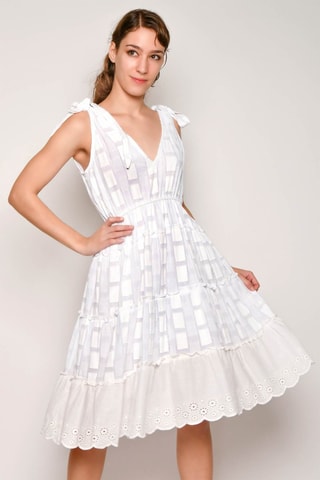 Vestido com folhos - Branco - 