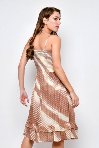 Vestido com folhos Castanho - Castanho