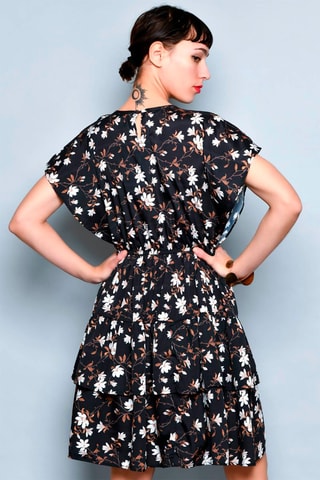 Vestido estilo patinadora Preto - Branco, preto e castanho