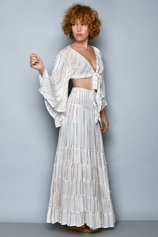 Saia comprida e crop top 
Branco - 