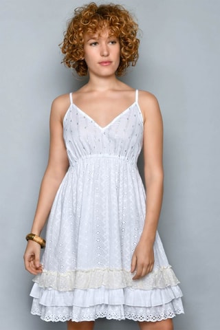 Vestido com folhos 
Branco - 