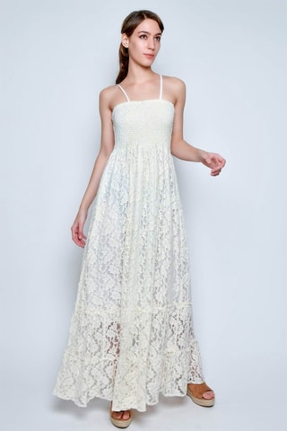 Vestido comprido - Bege - 