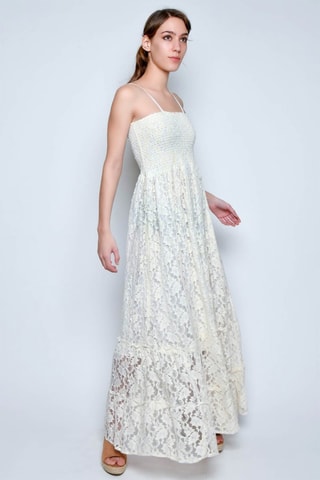 Vestido comprido - Bege - 