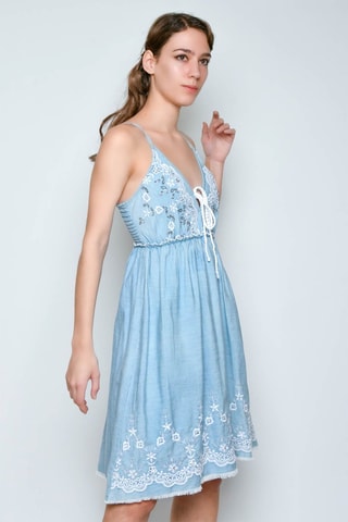 Vestido curto sem mangas - Azul - 