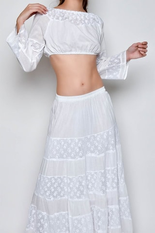 Top e saia comprida - Branco - 