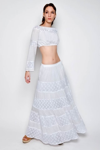 Top e saia comprida - Branco - 