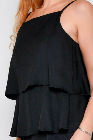 Vestido com folhos 
Preto - 
