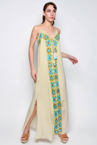 Vestido comprido - Bege - 