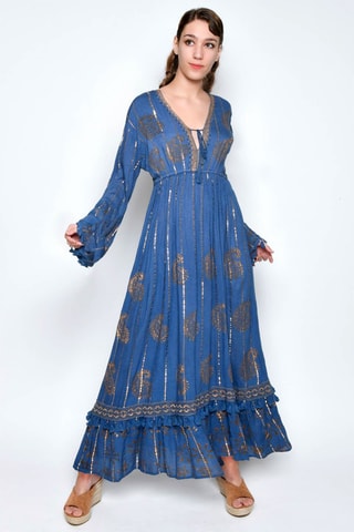 Vestido comprido - Azul - Azul-pato