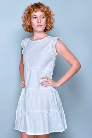 Vestido com folhos Branco - Branco