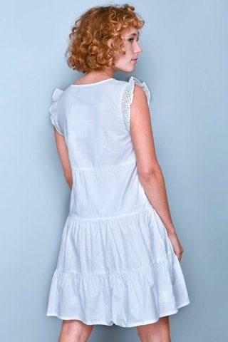 Vestido com folhos Branco - Branco