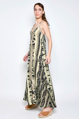 Vestido comprido - Bege - Preto e bege