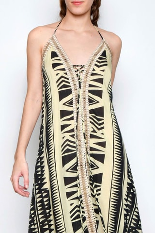 Vestido comprido - Bege - Preto e bege