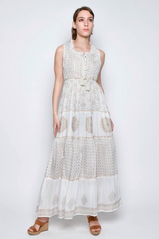 Vestido comprido - Bege - 