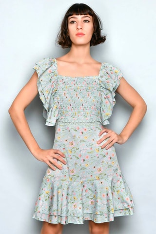 Vestido estilo patinadora Azul-claro - Azul, verde, amarelo e rosa