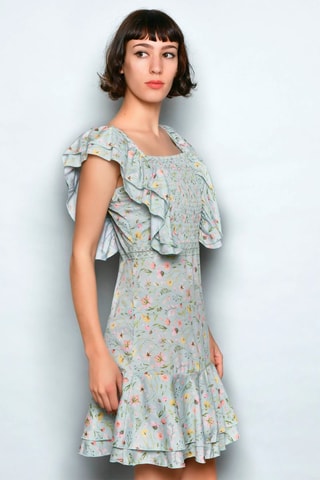 Vestido estilo patinadora Azul-claro - Azul, verde, amarelo e rosa