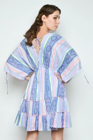 Vestido estilo patinadora - Azul e rosa - Azul, amarelo e rosa