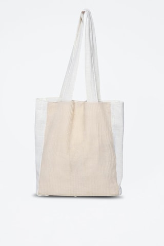 Mala cabaz em fibras de bambu - Branco e bege - Bege e branco