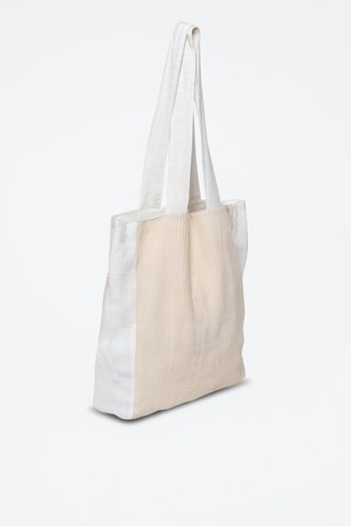 Mala cabaz em fibras de bambu - Branco e bege - Bege e branco