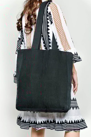 Mala cabaz em fibras de bambu - Preto - Preto