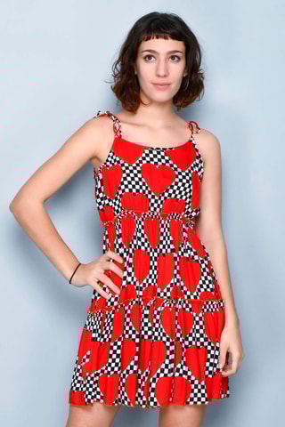 Vestido estilo patinadora Vermelho e branco - Branco e vermelho