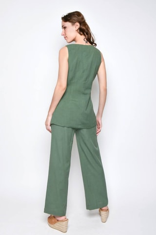 Chemisier et pantalon sans manches - Jaune et vert