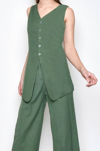 Chemisier et pantalon sans manches - Jaune et vert