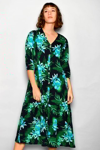 Vestido-camisa Preto e verde - Preto, azul e verde