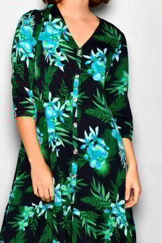 Vestido-camisa Preto e verde - Preto, azul e verde