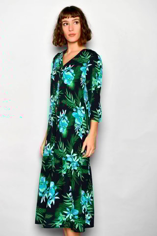 Vestido-camisa Preto e verde - Preto, azul e verde