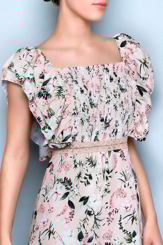 Vestido estilo patinadora Rosa-claro - Branco, preto, verde e rosa