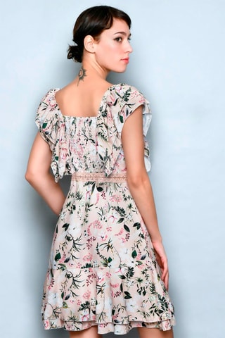 Vestido estilo patinadora Rosa-claro - Branco, preto, verde e rosa