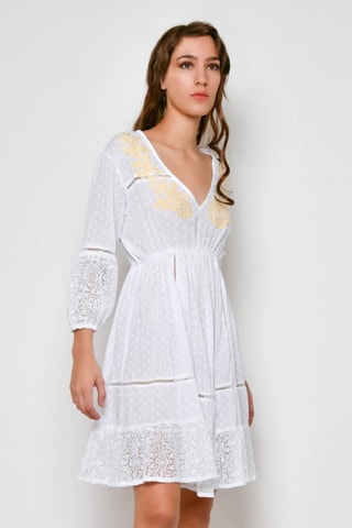 Vestido com folhos Branco - Branco