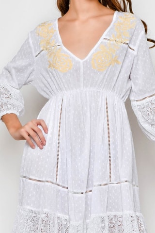 Vestido com folhos Branco - Branco