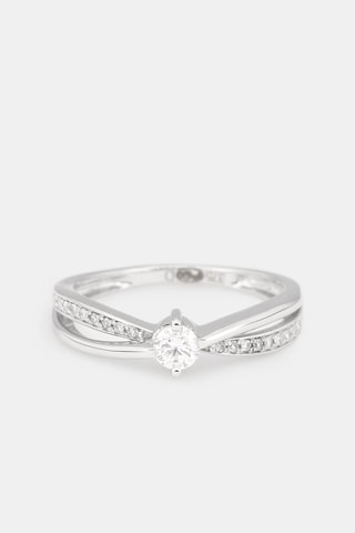 Anillo Joli solitaire - Oro blanco y diamantes 