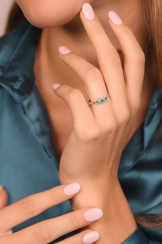 Anello Trio des Emeraudes - Oro bianco, smeraldi e diamanti