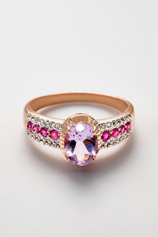 Anillo Octavie - Oro rosa, topacios, rubíes y amatista