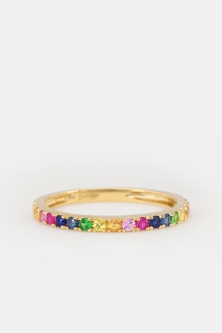 Anillo Colorful Love - Oro amarillo, esmeraldas, rubí y zafiros