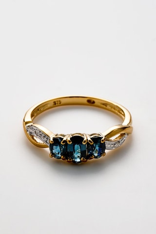 Anillo Dyon - Oro amarillo, diamantes y zafiros