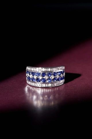 Anello Chemin des Saphirs - Oro bianco, diamanti e zaffiri - Diamanta