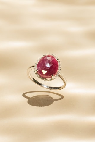 Anello Bermudes Nouvelles - Oro bianco e rubino - Diamanta