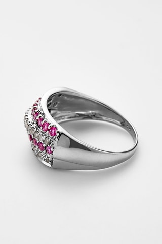 Anello Chemin des Rubis - Oro bianco, diamanti e rubino