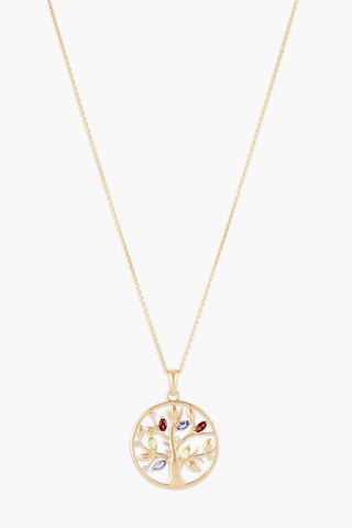 Colgante Árbol de la vida - Oro amarillo, diamantes, granates, iolitas y peridotos