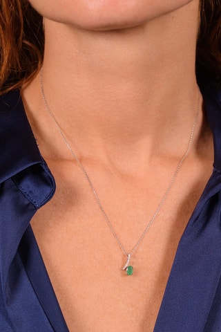 Colgante Belle émeraude - Oro blanco, diamantes y esmeralda
