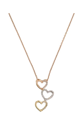 Colgante Corazones de colores  -  Oro rosa, amarillo, blanco y diamantes