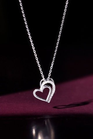 Colgante Two Hearts - Oro blanco y diamantes